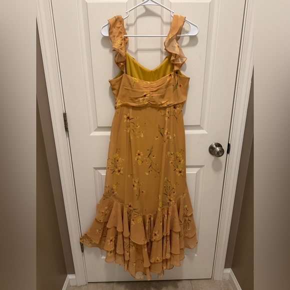 Birdy Grey Chiffon Marigold Le Fleur Wedding Guest Dress size large - Picture 6 of 10